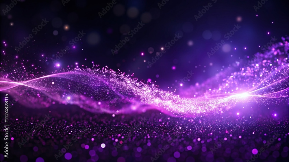 Poster captivating animation of violet particles in motion on a dark background with ample copy space for c