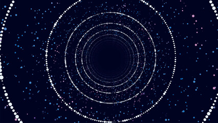 Obraz premium Technology wireframe circle tunnel on dark background. Futuristic 3D wormhole grid. Digital dynamic wave. Vector illustration.