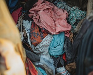 Fototapeta premium Disheveled clothes in a discarded heap.
