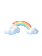 isolated Colorful rainbow in the sky with clouds and bright sunshine