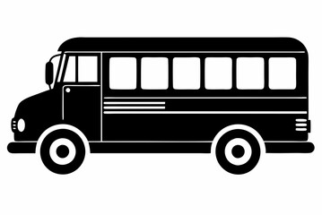 Simple School Bus Black Silhouette Vector Artwork on White Background