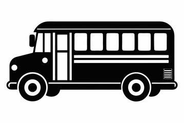 Simple School Bus Black Silhouette Vector Artwork on White Background