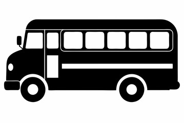 Simple School Bus Black Silhouette Vector Artwork on White Background