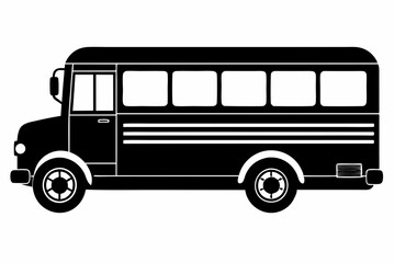 Simple School Bus Black Silhouette Vector Artwork on White Background