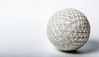Geometric White Sphere: Intricate lattice design, 3D printed sphere, abstract art, modern decor. 