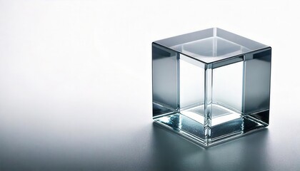 Crystalline Cube: A minimalist image of a translucent glass cube, showcasing its clean lines and reflective surfaces against a neutral backdrop.  