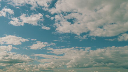 Sky Blue Or Azure Sky And Clouds. Soft White Clouds On Pastel Blue Sky Background.