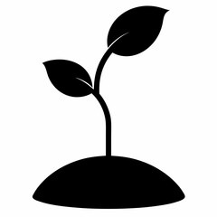 Vector Art Illustration of a Black Seedling Silhouette