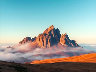 Naklejka premium High Mountain view and evening time clouds surrounded in the mountain 