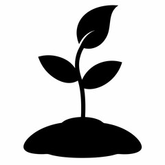 Vector Art Illustration of a Black Seedling Silhouette