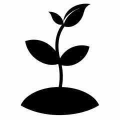 Vector Art Illustration of a Black Seedling Silhouette