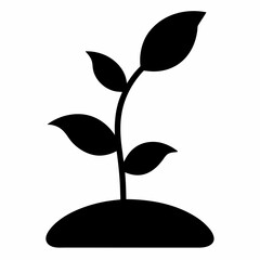 Vector Art Illustration of a Black Seedling Silhouette