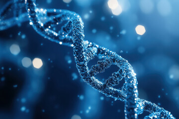 Double helix DNA structure on dark blue background. Science and microbiology concept. Generated AI