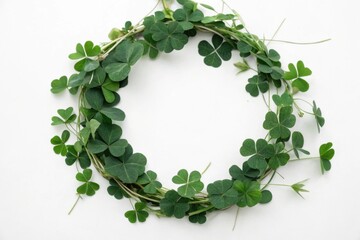 Simple clover leaf wreath showcasing vibrant green hues and natural beauty