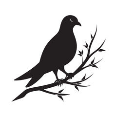 dove vector icon bird on a branch isolated background. a dove vector art standing on a branch.