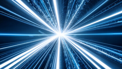 Obraz premium Abstract vector illustration of glowing blue light rays and futuristic energy stripes. Generative AI