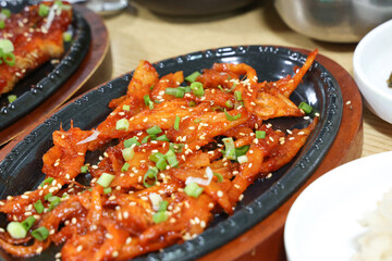 Korean food. Grilled deodeok mountain herb roots