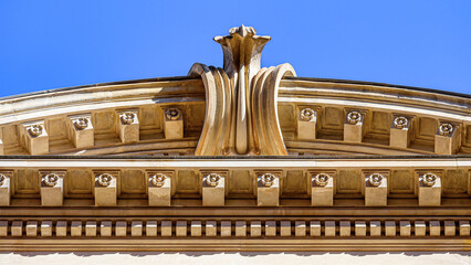 Fototapeta premium Murcia, Spain, Ancient architectural decoration on a stone wall of an ancient building