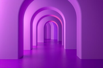 Obraz premium 3D render of purple arches on the floor, minimal background, simple, with purple and pink colors