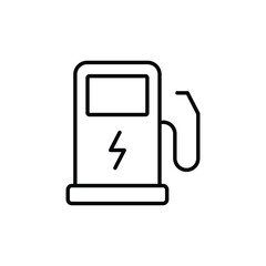 Charging station icon. Simple outline style. Electric vehicle, EV, green car, Power supply station, charge, nature, technology concept. Thin line symbol. Vector illustration isolated.