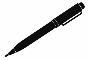 Black Pen Silhouette Vector Illustration on a White Background