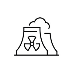 Radiation pollution icon. Simple outline style. Nuclear, power plant, experiment, smoke, industry, environment, technology concept. Thin line symbol. Vector illustration isolated.