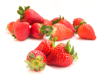 Fresh appetizing strawberries on a white background