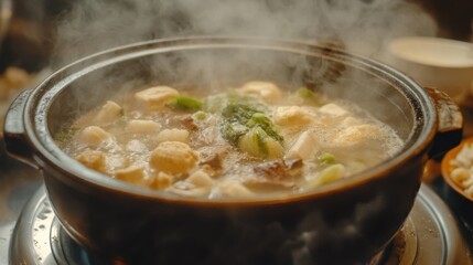 Delicious Bubbling Hotpot with Fresh Ingredients