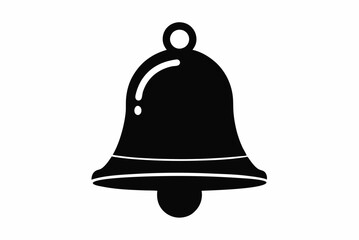 Classic School Bell Black Silhouette Vector Illustration on a White Background