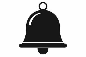 Classic School Bell Black Silhouette Vector Illustration on a White Background