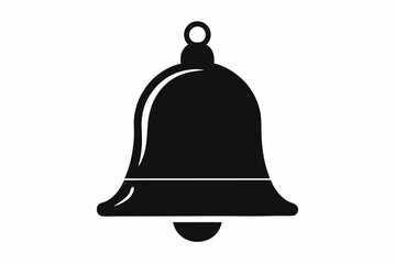 Classic School Bell Black Silhouette Vector Illustration on a White Background