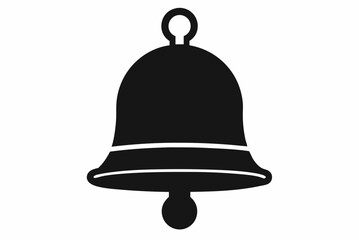 Classic School Bell Black Silhouette Vector Illustration on a White Background