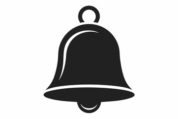 Classic School Bell Black Silhouette Vector Illustration on a White Background