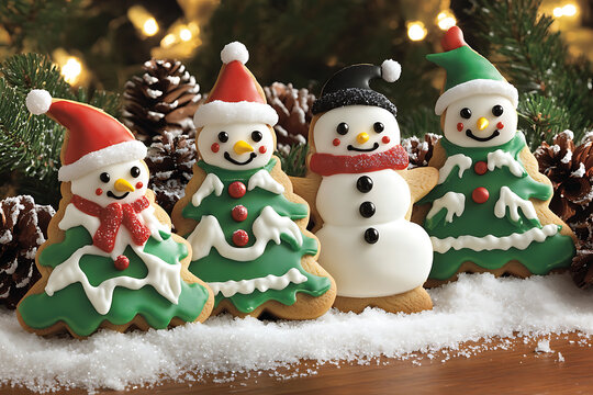 Delightful Christmas Snowman and Tree Cookies Festive Holiday Treats