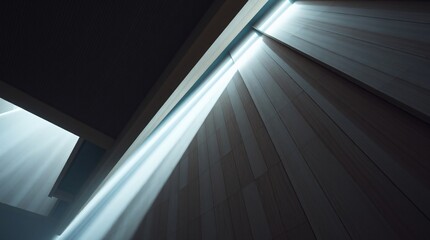 Obraz premium Abstract Light and Wood: A captivating abstract image featuring a stark contrast of dark and light. The scene evokes a sense of mystery, depth, and a sense of the unknown.
