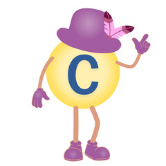 English alphabet with cute cartoon characters. Vector cartoon illustration for children education. Home or kindergarten decoration.