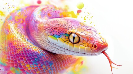 Vibrant Snake with Colorful Splash Background