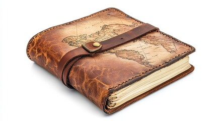 Obraz premium Antique Leather Journal Featuring World Map Design