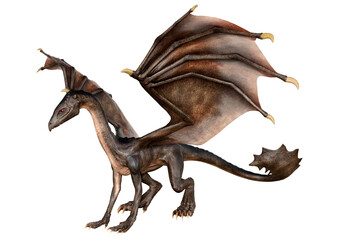 3D Rendering Fairy Tale Dragon on White