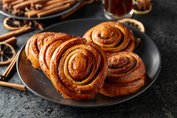 Kanelbullar - Swedish cinnamon buns or rolls.