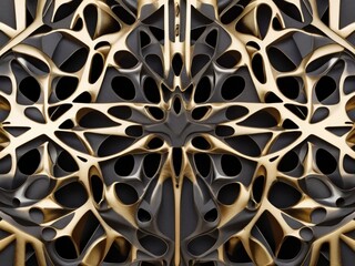 symmetric grid pattern with metallic finishes