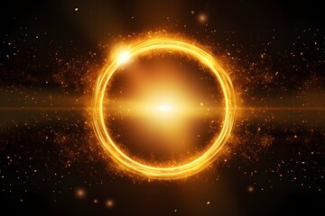 abstract golden light circle effect in black background