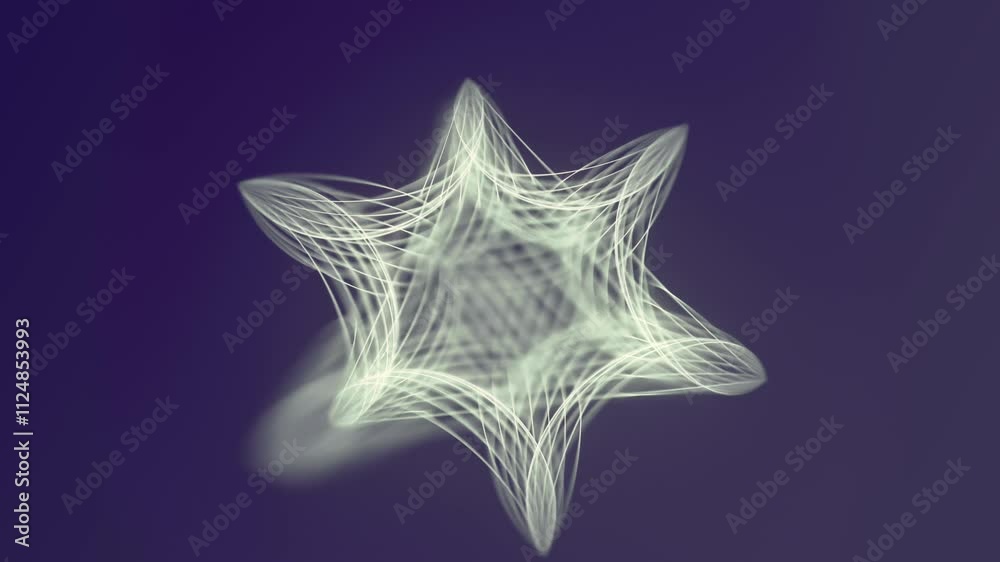 Fototapete Abstract digital seamless loop animation of a geometric figure composed of thin, glowing white lines forming a complex network on a dark background. 3d rendering 4K