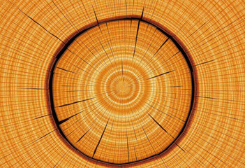 Cross-Section Of Tree Trunk Highlighting Growth Rings