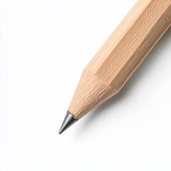 Detailed Close-up of Sharp H Pencil with Hexagonal Wooden Body on White Background - Photorealistic Image