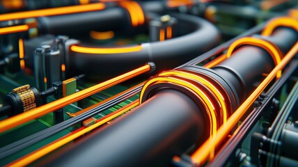 AI-driven data pipeline, visualizing real-time data flow through scalable cloud infrastructure.