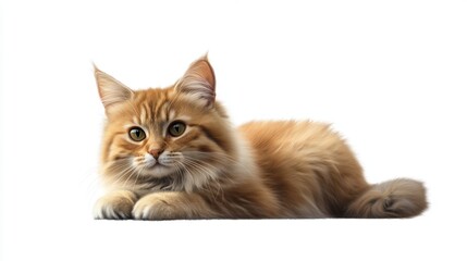 Fototapeta premium Realistic Clipart of Cat Isolated on White Background in Sitting Position Looking Calm and Adorable