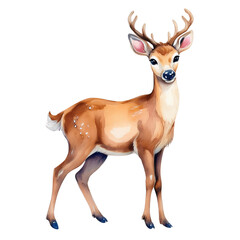 Obraz premium Adorable Watercolor Deer Wildlife Animal Forest Creature Nature Illustration