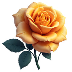 Single yellow rose with a bud transparent background PNG, generative AI