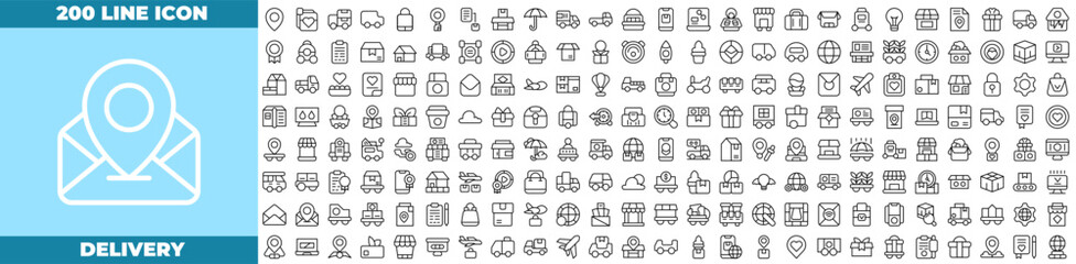 Delivery Line Editable Icons set.